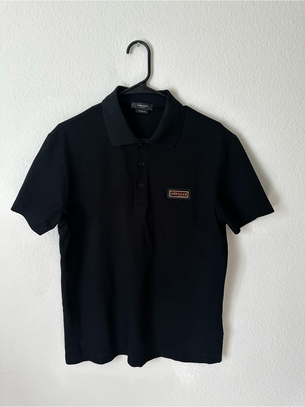 Versace Black Polo with Logo Patch